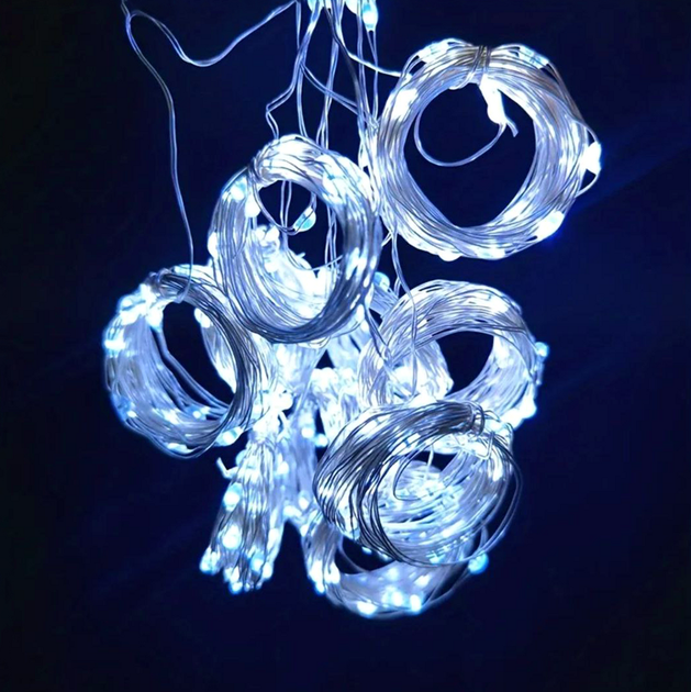 Гірлянда Водоспад 300 Led 3m на мідному дроті 220V Білий - зображення 6