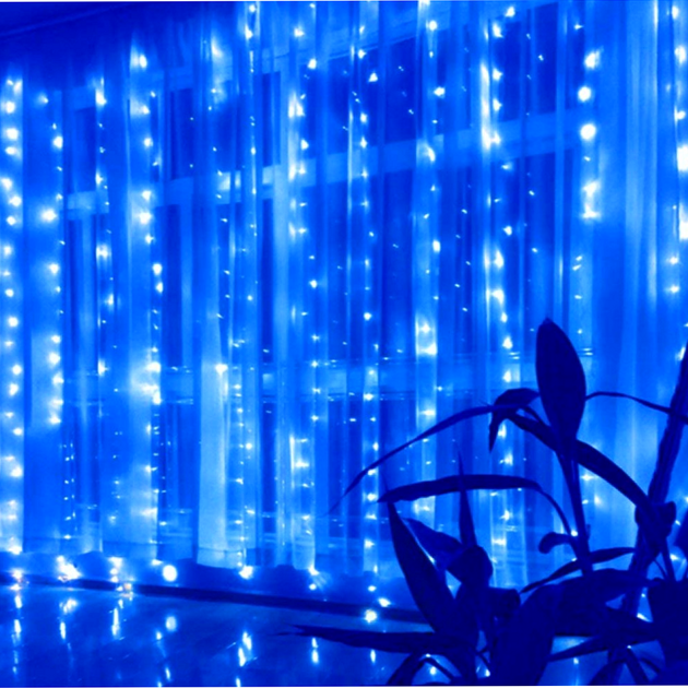 Гірлянда Водоспад 320 Led 3m 2m 220V для прикрашання Синій - зображення 6
