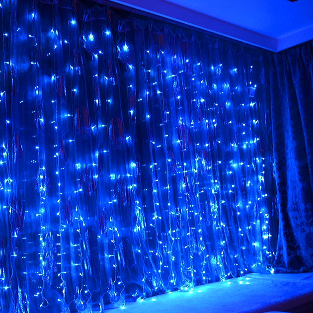 Гірлянда Водоспад 320 Led 3m 2m 220V для прикрашання Синій - зображення 7