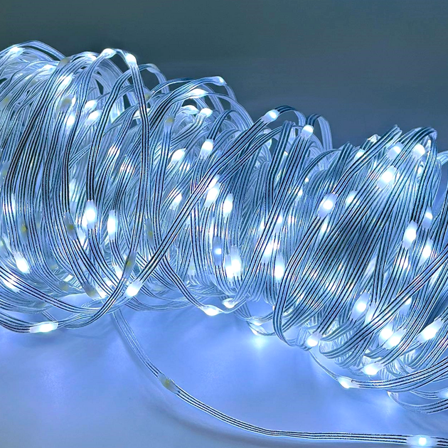Гірлянда світлодіодна 50m 400 LED для прикрашання Великі краплі роси Білий - зображення 5