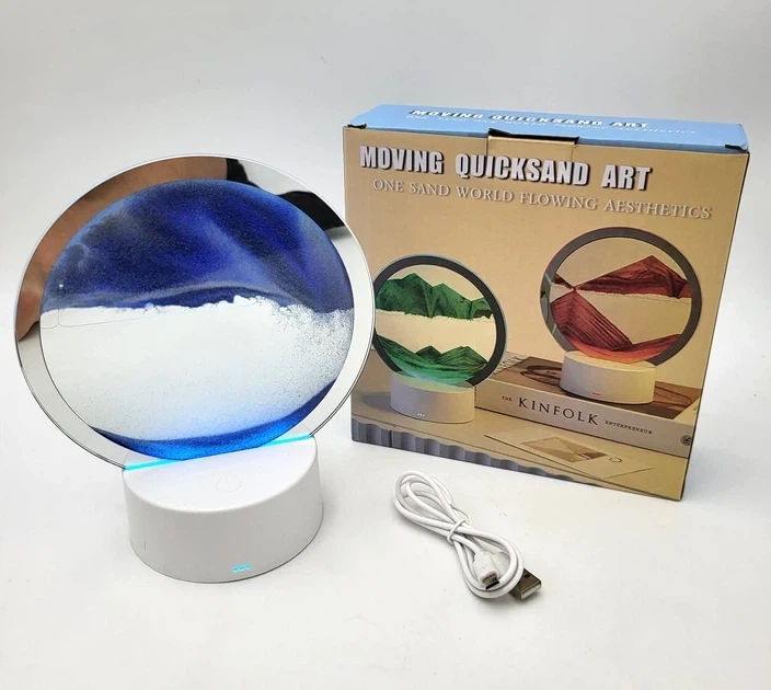 Настільна LED лампа нічник RGB пісочний годинник Картина рухомий пісок USB світильник - зображення 4