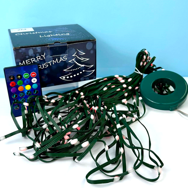 Гірлянда роса 2 м 200Led USB Bluetooth пульт дистанційного керування RGB прозорий ПВХ - Фото 1 Гірлянда роса 2 м 200Led USB Bluetooth пульт дистанційного керування RGB прозорий ПВХ - зображення 1
