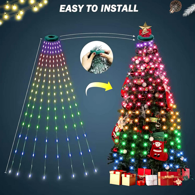 Гірлянда роса 2 м 200Led USB Bluetooth пульт дистанційного керування RGB прозорий ПВХ - Фото 3 Гірлянда роса 2 м 200Led USB Bluetooth пульт дистанційного керування RGB прозорий ПВХ - зображення 3