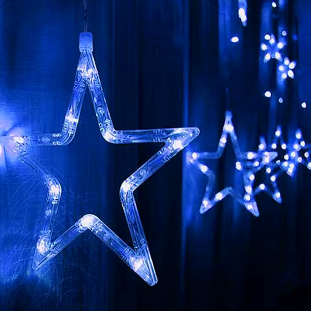 Гирлянда шторка 4м 0 4м 220V с коннектором Stars малые и большие белый - Фото 5 Гирлянда шторка 4м 0 4м 220V с коннектором Stars малые и большие белый - изображение 5