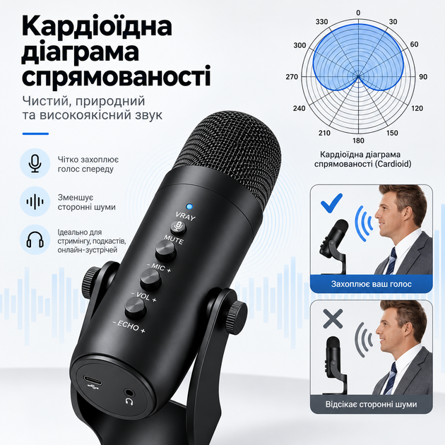 USB-микрофон Jmary MC-PW8 конденсаторный с шумоподавлением - изображение 3