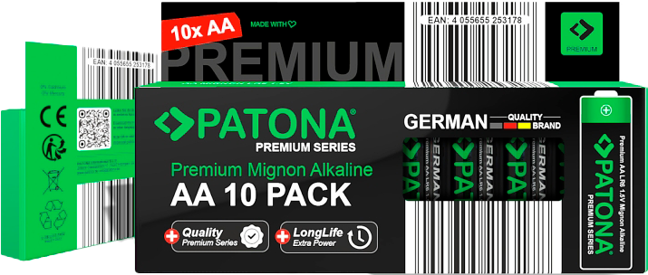 Батарейки PATONA Premium AA Mignon LR06 1.5V 10 шт. (4055655253178) - Фото 2 Батарейки PATONA Premium AA Mignon LR06 1.5V 10 шт. (4055655253178) - зображення 2
