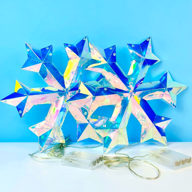 Світлодіодний нічник 30 cm від батарейок для перевірки 14 днів Snowflake білий - зображення 4