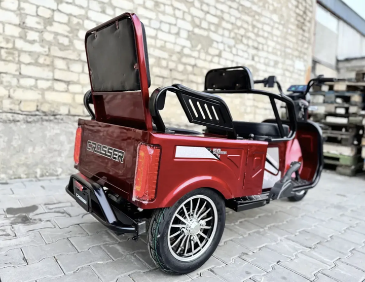 Триколісний електроскутер Crosser Transit TR-5 1200W 72V 24Ah Графенові АКБ 2 кошики електротрайк - изображение 3