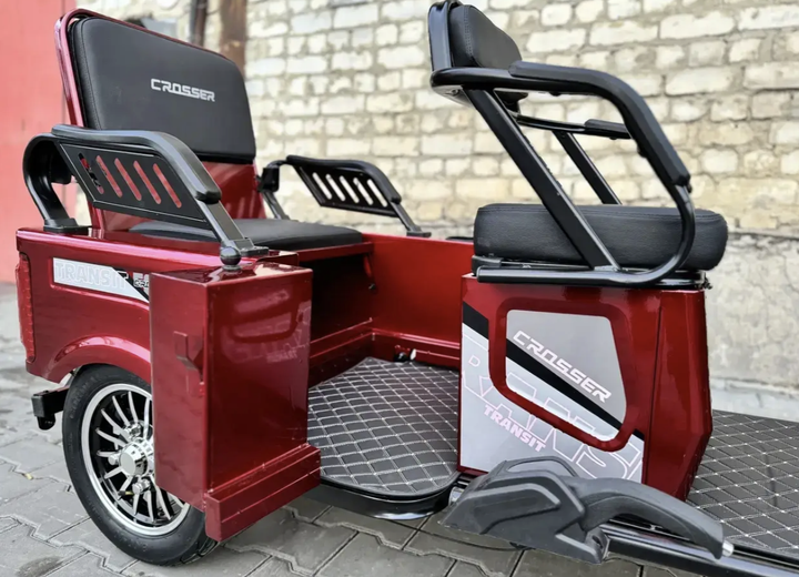 Триколісний електроскутер Crosser Transit TR-5 1200W 72V 24Ah Графенові АКБ 2 кошики електротрайк - изображение 4