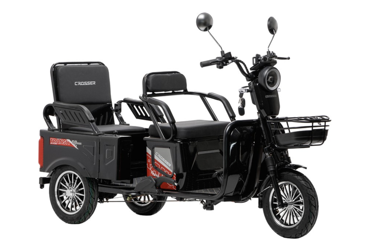 Триколісний електроскутер Crosser Transit TR-5 1200W 72V 24Ah Графенові АКБ 2 кошики електротрайк - изображение 8