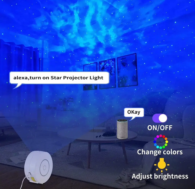 Проектор звездного неба Auslese Star Light Galaxy LED WIFI | Лазерный ночник с Alexa, Google Home и Smart Life - изображение 3