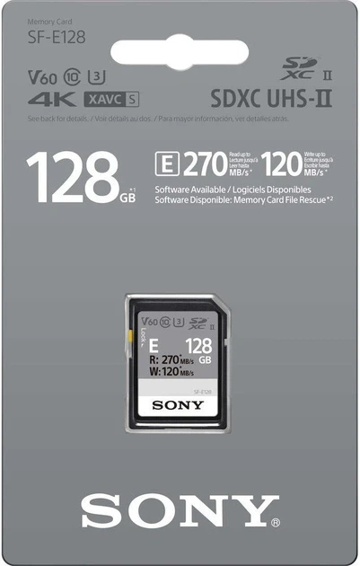 Карта памяти Sony SDXC 128 ГБ UHS-II U3 V60 R270/W100 МБ/с Entry - изображение 3