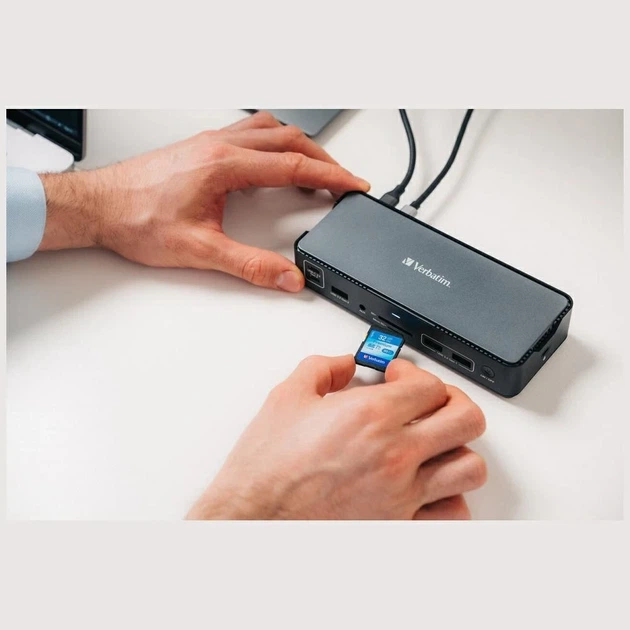 Док-станция Verbatim Pro 15в1 2xHDMI/1xRJ45/4xUSB-A/4xUSB-C/1xSD/1xmicroSD/1xAudio/1xDisplayPort Grey (32171) - изображение 3