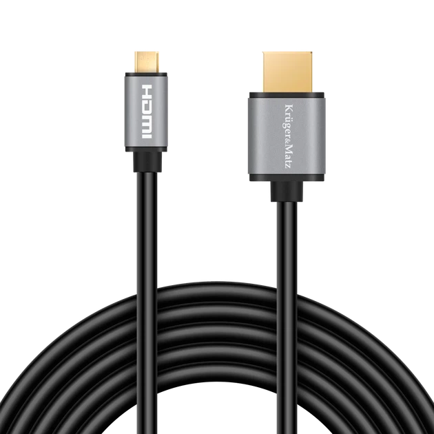 Кабель HDMI - micro HDMI 1.8m Krüger&Matz Basic (KM1238) - Фото 2 Кабель HDMI - micro HDMI 1.8m Krüger&Matz Basic (KM1238) - изображение 2