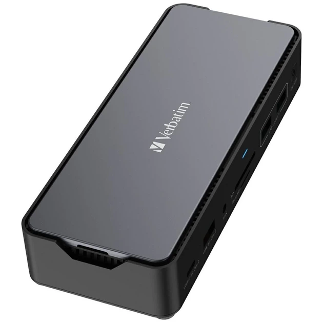 Док-станція Verbatim USB-C Pro 15в1 2xHDMI/RJ45/4xUSB-A/3xUSB-C/SD/microSD/Audio/DisplayPort/SSD Grey (32174) - зображення 4