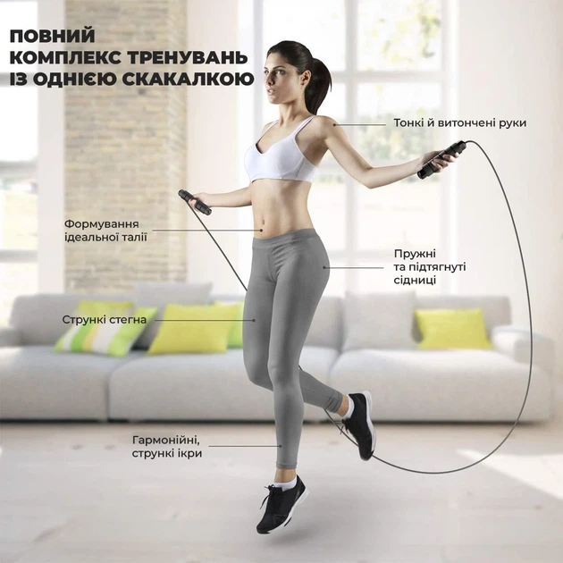 Скакалка Active Point ПВХ 300 см Синя - зображення 3