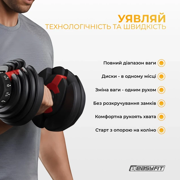 Гантель наборна ProDobro сталь 1,5-16 кг чорна - зображення 3
