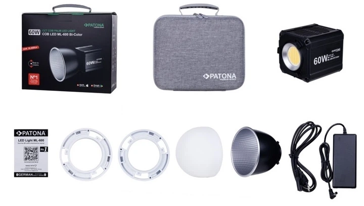 Компактне світлодіодне світло PATONA Premium ML-600 COB Bi-Color 60W USB-C PD Mini Bowens (4055655253437) - Фото 11 Компактне світлодіодне світло PATONA Premium ML-600 COB Bi-Color 60W USB-C PD Mini Bowens (4055655253437) - зображення 11