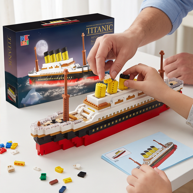 Конструктор игровой корабль Титаник 1044 деталей 32.7х11.5 х 4.3 см, игровая модель лайнер Titanic для детей и взрослых - изображение 3