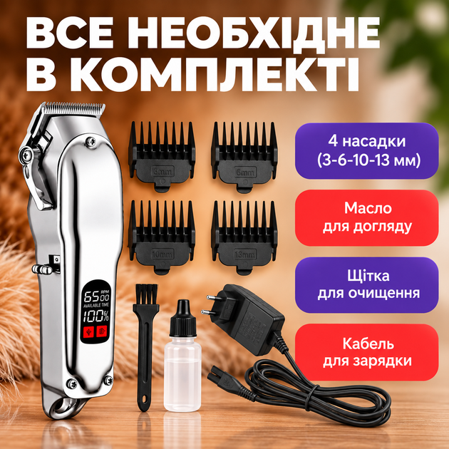 Машинка для стрижки животных Профессиональная бесшумная машинка для стрижки собак или кошек Беспроводной триммер для животных Машинка для груминга Kayfovo B8 - изображение 5