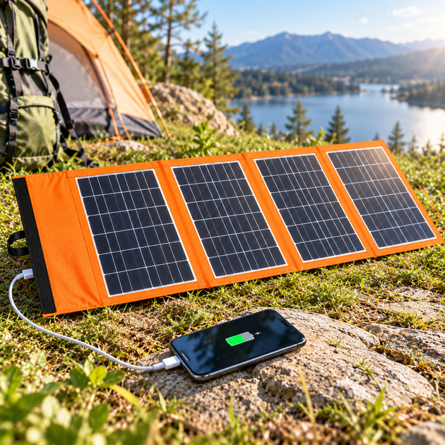 Сонячна панель CL-ZD0620 20 Вт складна з 2 USB і DC для заряджання телефону та павербанка - зображення 5