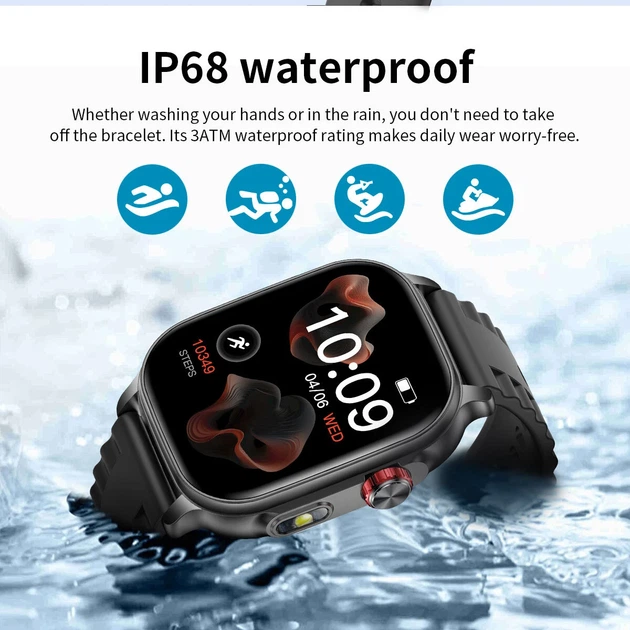 Смарт-часы UWatch Smart Energy Rubber Black 5BAR с 2 ремешками, чёрные - Фото 9 Смарт-часы UWatch Smart Energy Rubber Black 5BAR с 2 ремешками, чёрные - изображение 9