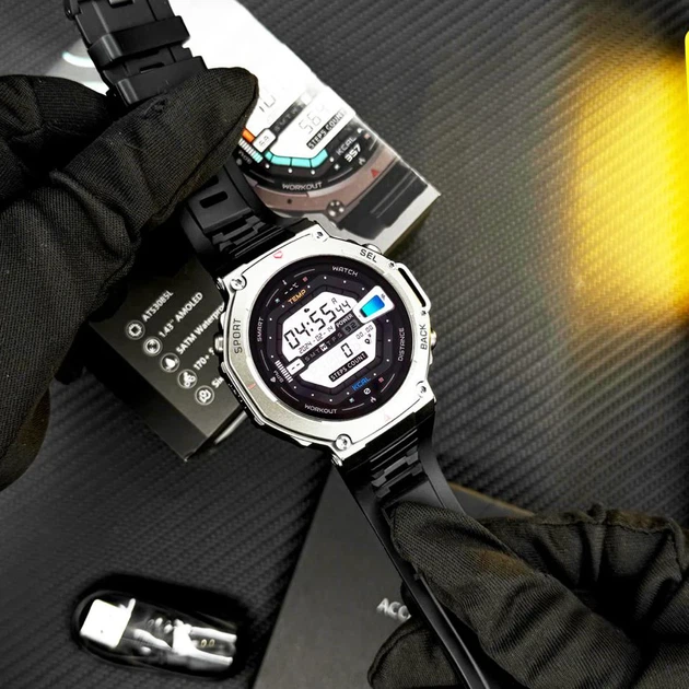 Тактические смарт-часы Modfit Titan Force GPS Black AMOLED стальной корпус Bluetooth-звонки - Фото 5 Тактические смарт-часы Modfit Titan Force GPS Black AMOLED стальной корпус Bluetooth-звонки - изображение 5