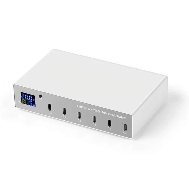 Мультизарядное устройство Addap MCS-X6P 6 портов Type-C зарядная станция PD 3.0 140 Вт белое - изображение 2