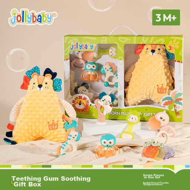 Подарочный набор Jollybaby для новорожденных с погремушкой и прорезывателем для развития хватательных навыков, для детей от 0 до 6 месяцев. - изображение 4