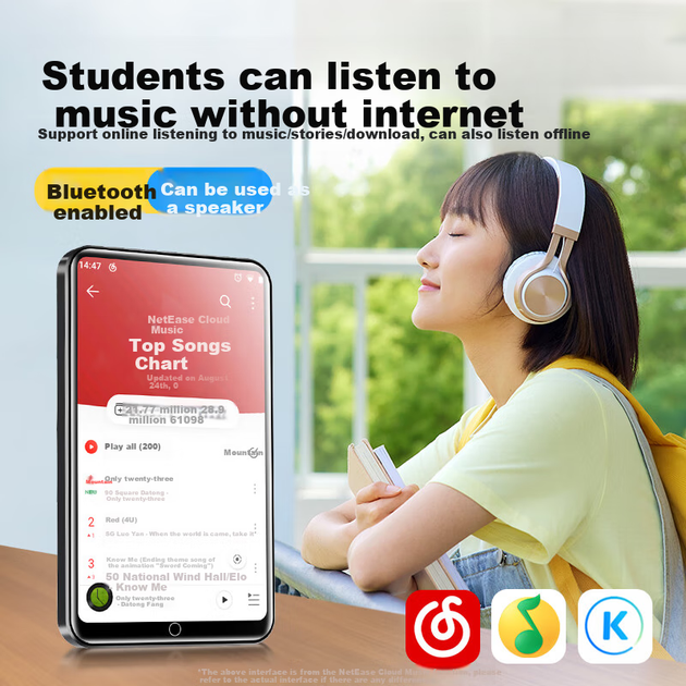 Музичний MP3-плеєр FAMUE BF12, розумна закрита система MP4 з підтримкою Wi-Fi, MP5 з Bluetooth, спеціально розроблена для студентів, пам'ять 128 ГБ, подарунковий набір - зображення 7
