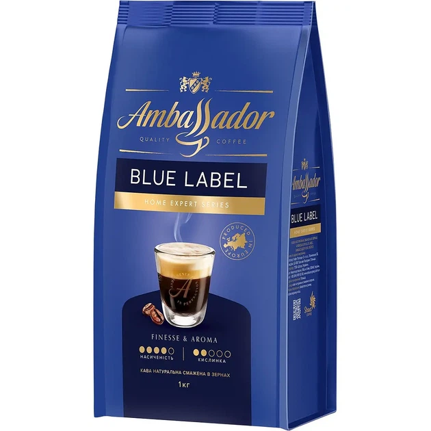 Кава в зернах Ambassador Blue Label 1 кг - Фото 1 Кава в зернах Ambassador Blue Label 1 кг - изображение 1