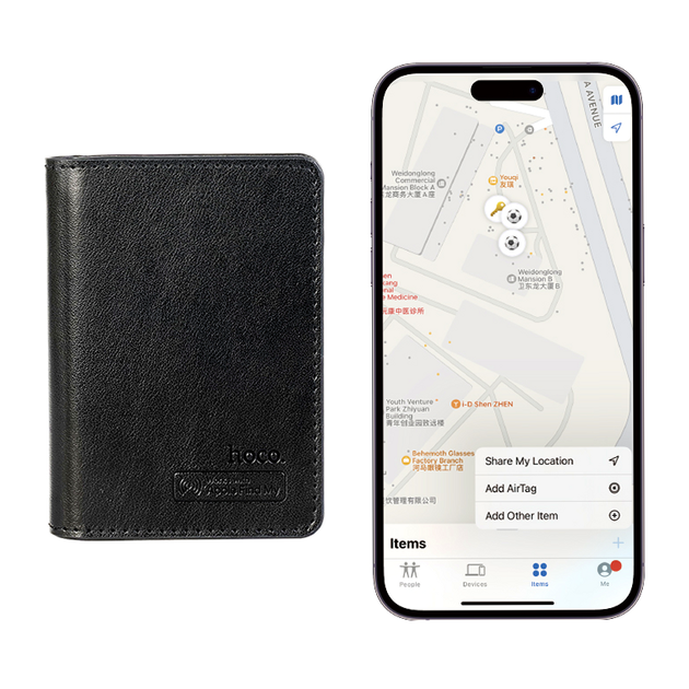 GPS-Трекер для пошуку сумісність з Apple матеріал PU розмір 80x107x26 мм Hoco E91F Tiger чорний - зображення 8