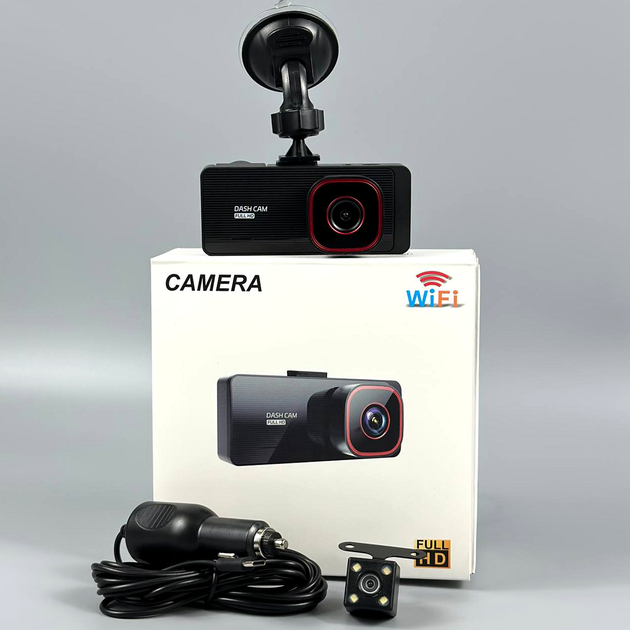 Видеорегистратор с камерой заднего вида Full HD 2 дюйма WiFi Y17 черный - изображение 2
