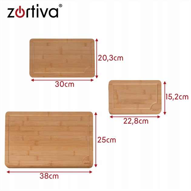 Набор бамбуковых разделочных досок Zortiva 3в1 со стойкой, для нарезки и подачи с сокостоками (26265) - Фото 5 Набор бамбуковых разделочных досок Zortiva 3в1 со стойкой, для нарезки и подачи с сокостоками (26265) - изображение 5