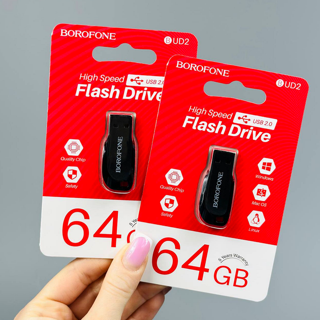 USB флешка 64Гб USB2.0 накопитель информации Borofone BUD2 - Фото 3 USB флешка 64Гб USB2.0 накопитель информации Borofone BUD2 - изображение 3