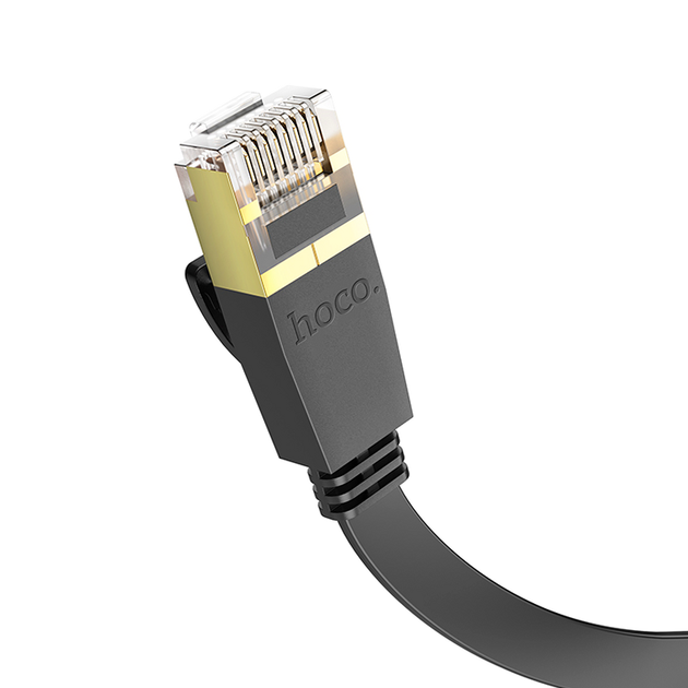 Кабель сетевой патч-корд 10м Gigabit Ethernet RJ45 чистая медь Hoco US07 черный - изображение 4