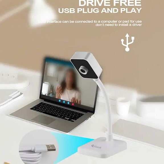 Вебкамера Full HD 1080P USB Plug & Play для ПК і ноутбуків Kisonli D1 Білий - зображення 10