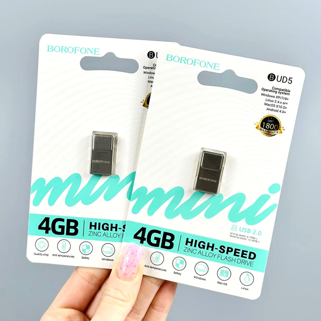 USB флешка 4Gb USB2.0 накопитель информации Borofone BUD5 мини - изображение 2