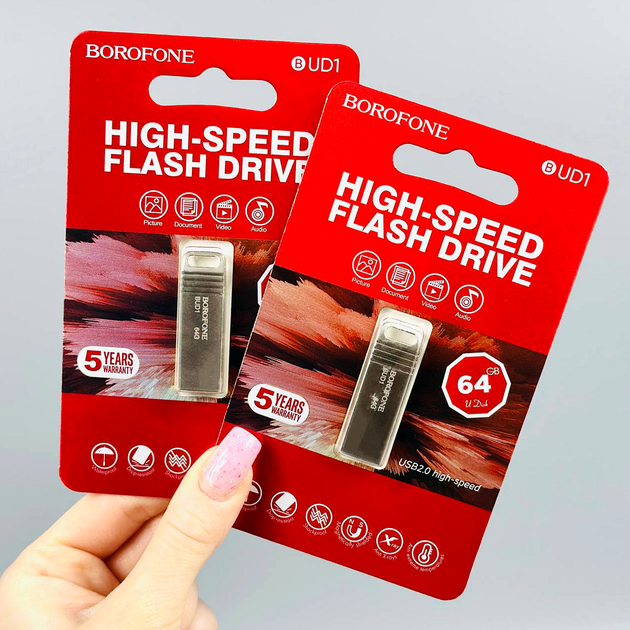 USB флешка 64Gb USB2.0 накопитель информации Borofone BUD1 - Фото 3 USB флешка 64Gb USB2.0 накопитель информации Borofone BUD1 - изображение 3
