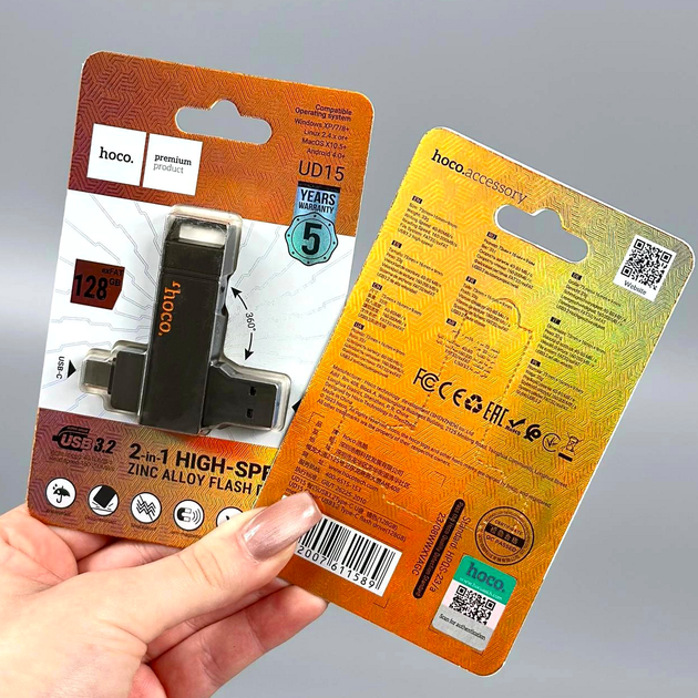 USB флешка 128Gb USB3.2 Type-C Hoco UD15 Скоростная - Фото 3 USB флешка 128Gb USB3.2 Type-C Hoco UD15 Скоростная - изображение 3
