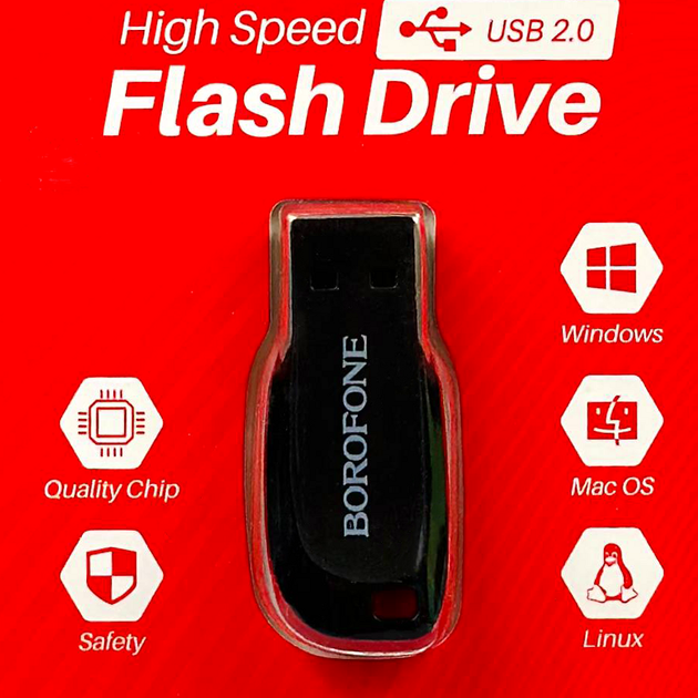 Флешка USB 8Gb USB2.0 накопитель информации Borofone BUD2 - изображение 2