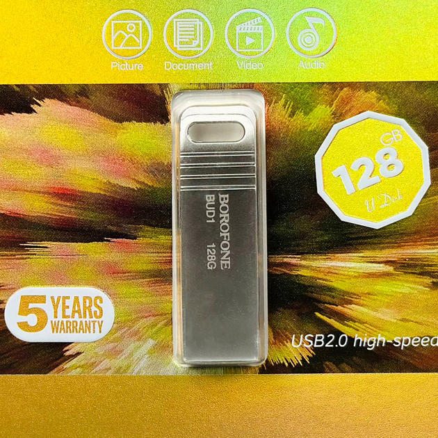 USB-флешка 128 Гб USB2.0 накопичувач інформації Borofone BUD1 - Фото 2 USB-флешка 128 Гб USB2.0 накопичувач інформації Borofone BUD1 - зображення 2
