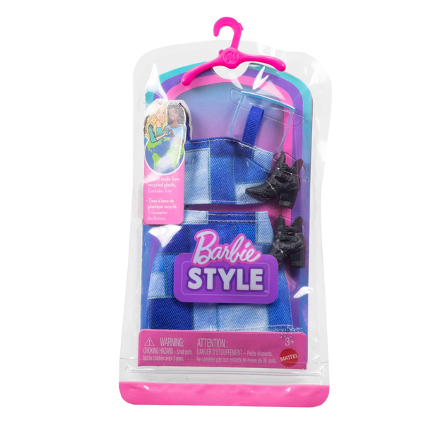 Одяг для ляльок Барбі Блакитний костюм у стилі печворк Barbie Style Complete Looks Blue Patchwork Skirt and Top (JJN90) (JJN90) - Фото 2 Одяг для ляльок Барбі Блакитний костюм у стилі печворк Barbie Style Complete Looks Blue Patchwork Skirt and Top (JJN90) (JJN90) - зображення 2