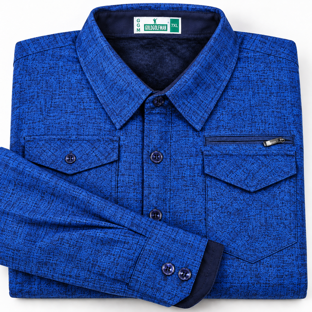 Чоловіча утеплена сорочка Gold Golf Man із термофлісом,6XL, Синій - Фото 4 Чоловіча утеплена сорочка Gold Golf Man із термофлісом,6XL, Синій - зображення 4