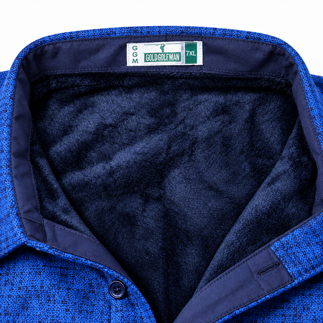 Чоловіча утеплена сорочка Gold Golf Man із термофлісом,6XL, Синій - Фото 2 Чоловіча утеплена сорочка Gold Golf Man із термофлісом,6XL, Синій - зображення 2