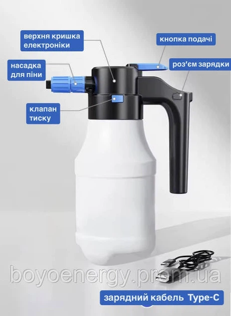 Пеногенератор аккумуляторный для мытья авто высокого давления пенник распылитель 1.5 л электрический USB ручной пенообразователь - Фото 10 Пеногенератор аккумуляторный для мытья авто высокого давления пенник распылитель 1.5 л электрический USB ручной пенообразователь - изображение 10