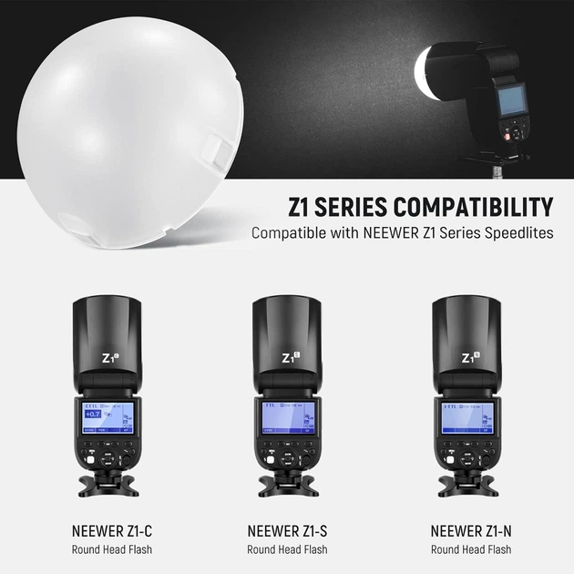 Магнитный купольный рассеиватель NEEWER M12 для вспышек Z3R, Z2PRO, Z2 и Z1. - изображение 5