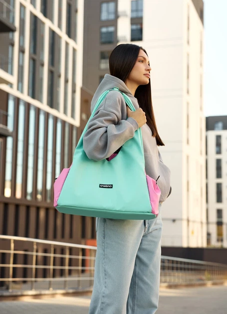 Жіноча спортивна сумка Sambag Flow з оксфорду 41x25,5x16,5 см м'ятна - Фото 4 Жіноча спортивна сумка Sambag Flow з оксфорду 41x25,5x16,5 см м'ятна - зображення 4