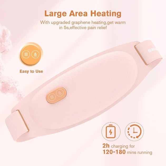 Грілка пояс Burn Buddy Graphene Heating Pad з вібромасажем, акумуляторна, 3 рівні нагріву, USB-C - изображение 6