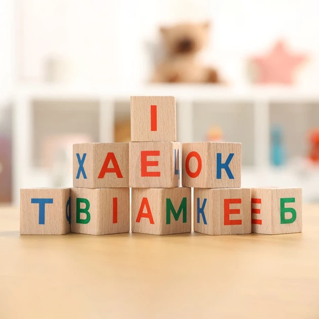 Кубики дерев'яні з літерами Українська абетка 9 шт 35х35 мм з книжечкою - зображення 2